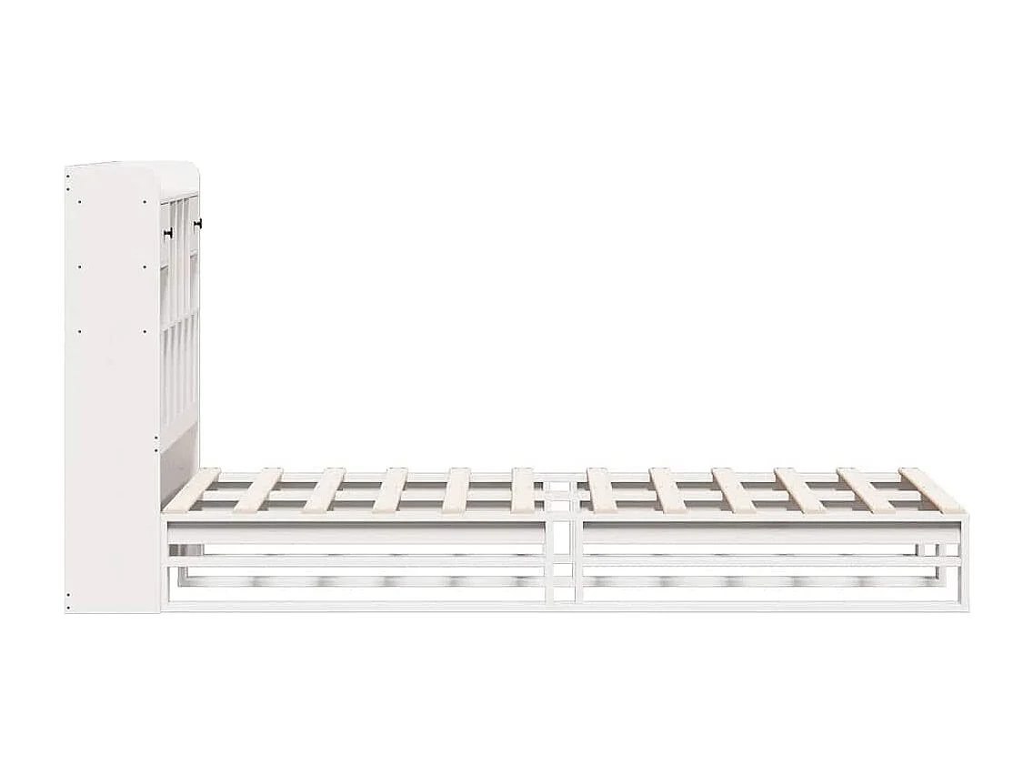 Lit bibliothèque sans matelas blanc 90x200cm bois de pin massif