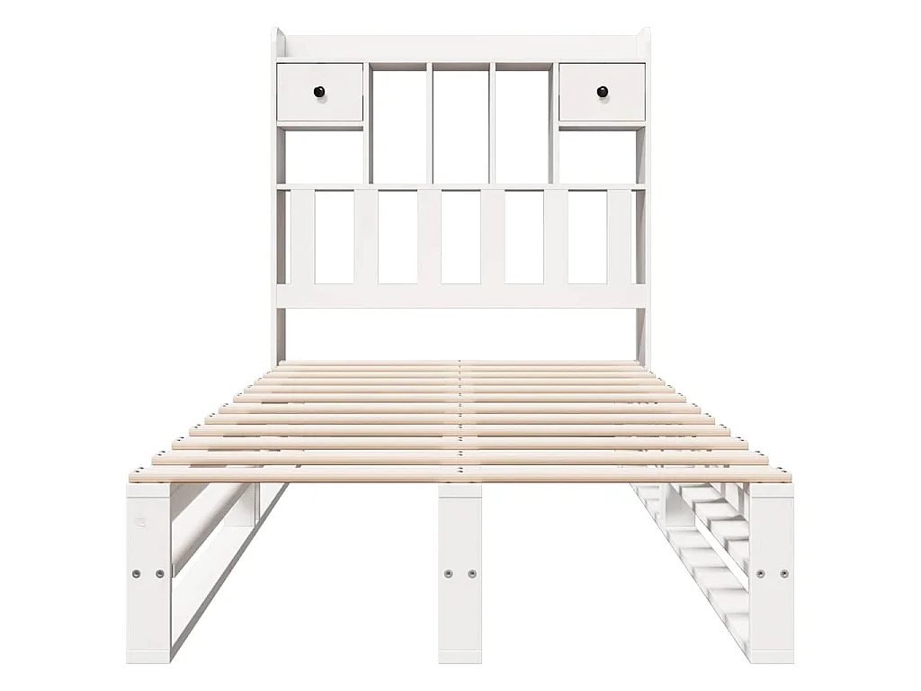 Bed met boekenkast zonder matras grenenhout wit 90x200 cm