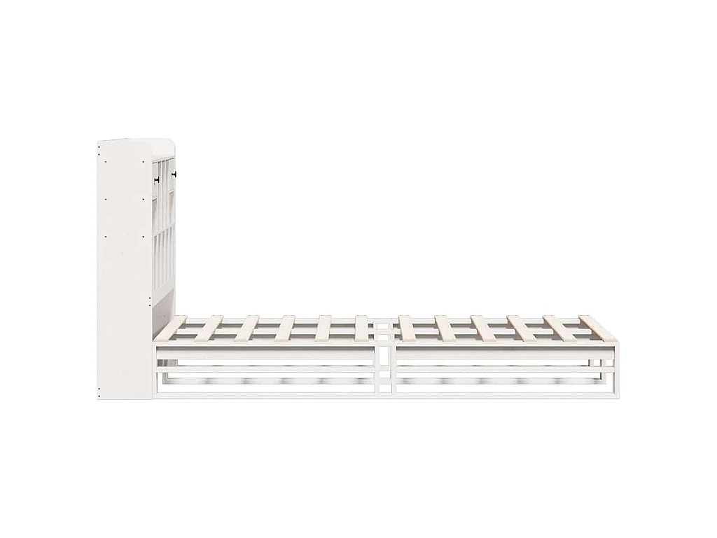 Bed met boekenkast zonder matras grenenhout wit 90x200 cm