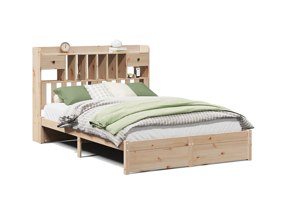 Massivholzbett mit Regal ohne Matratze 160x200 cm Kiefer
