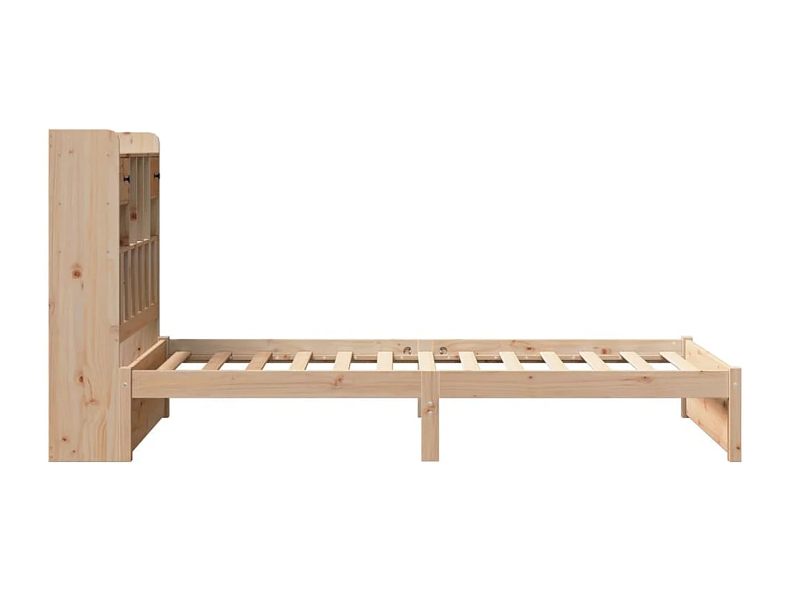 Bed met boekenkast zonder matras massief grenenhout 90x190 cm