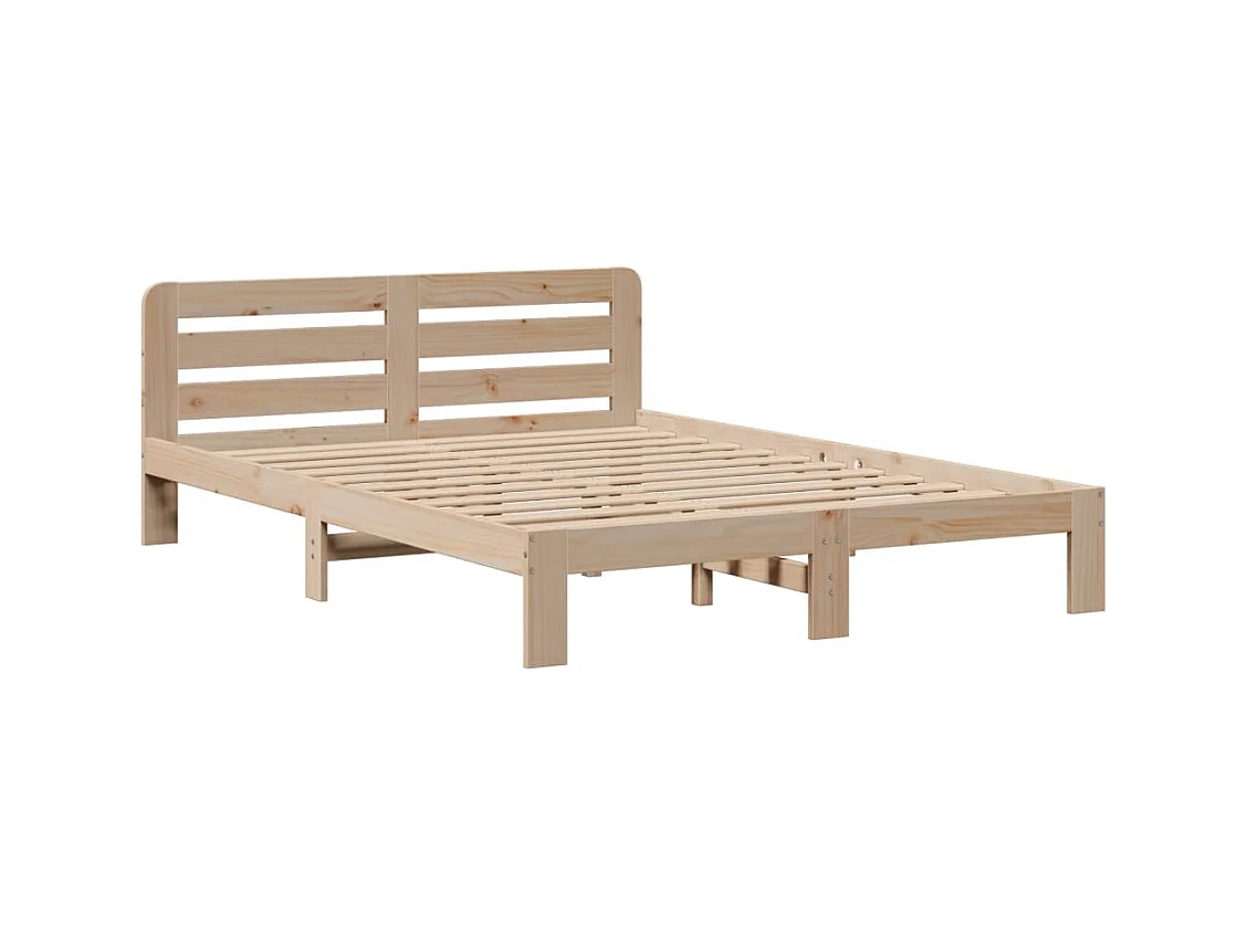 Lit bibliothèque sans matelas 160x200 cm bois massif de pin