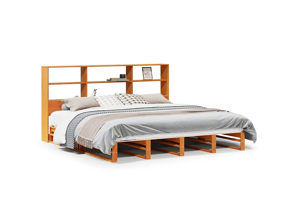 Letto Libreria senza Materasso Marrone Cera 180x200 cm Legno