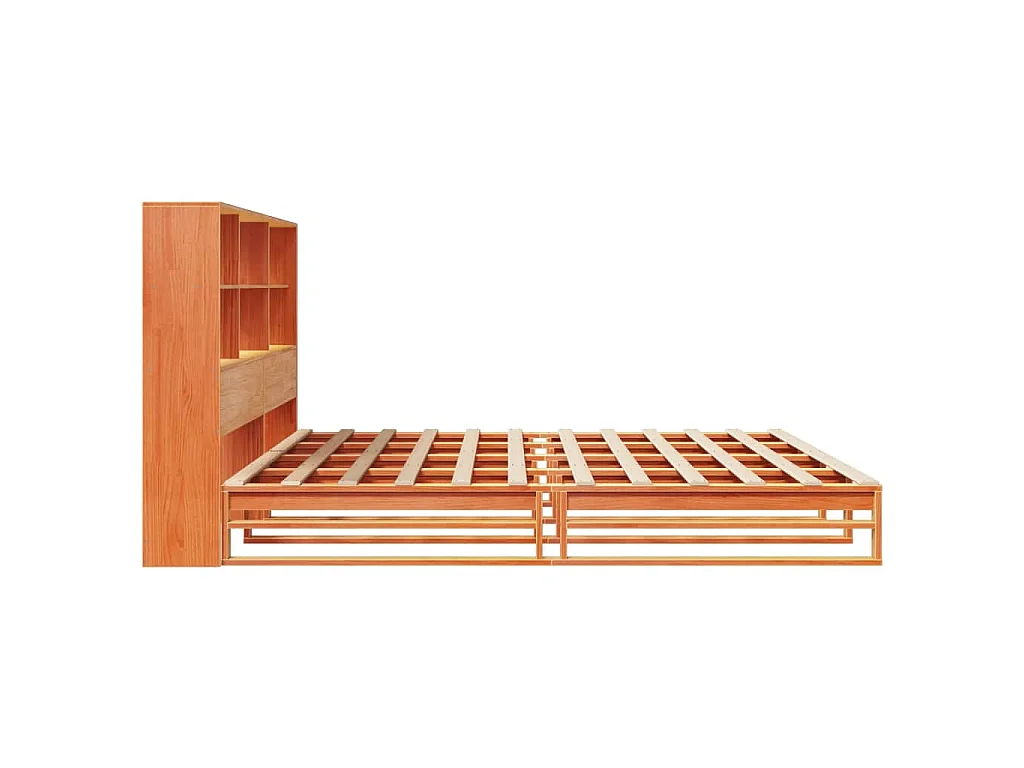 Letto Libreria senza Materasso Marrone Cera 180x200 cm Legno