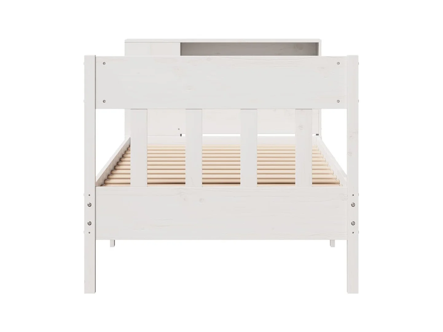 Lit bibliothèque sans matelas blanc 90x200cm bois de pin massif