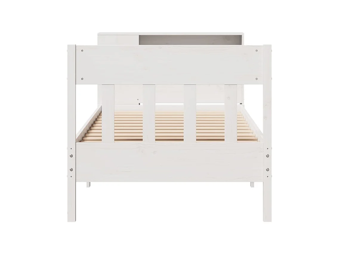 Bed met boekenkast zonder matras grenenhout wit 90x200 cm