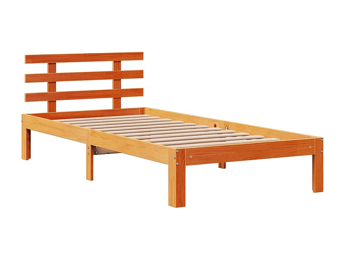 Massivholzbett mit Regal ohne Matratze Wachsbraun 100x200 cm