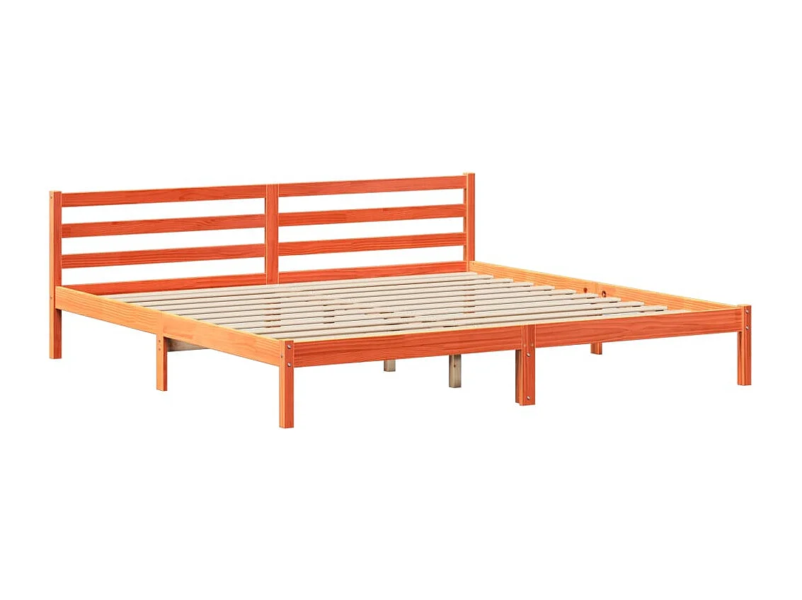 Lit bibliothèque sans matelas cire marron 200x200 cm pin massif