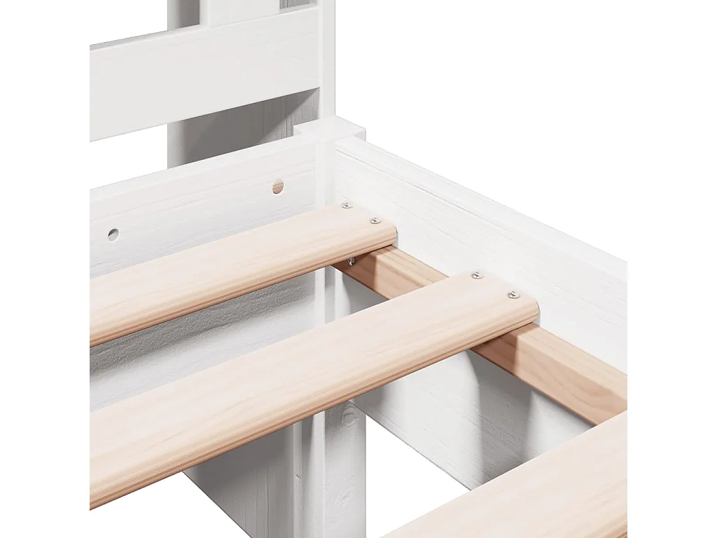 Lit bibliothèque sans matelas blanc 90x190cm bois de pin massif