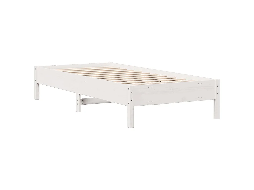 Cama com estante sem colchão 90x190 cm pinho maciço branco