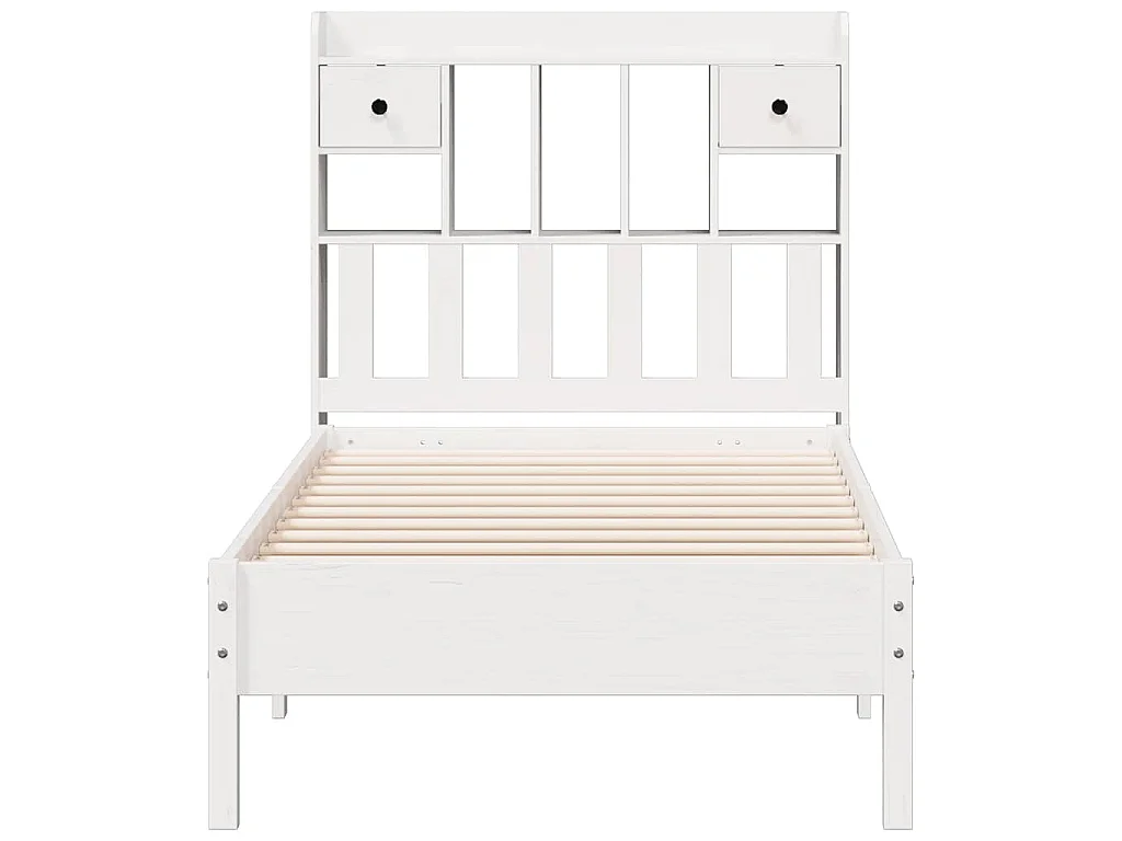 Cama com estante sem colchão 90x190 cm pinho maciço branco