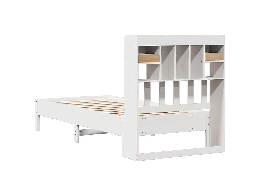Cama com estante sem colchão 90x190 cm pinho maciço branco