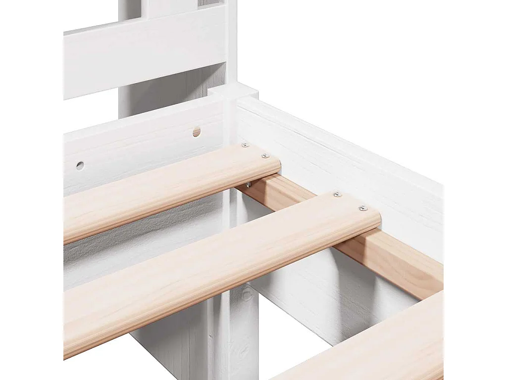 Cama com estante sem colchão 90x190 cm pinho maciço branco