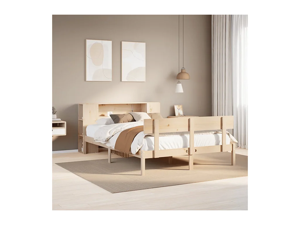 Letto Libreria senza Materasso 160x200 cm in Legno di Pino
