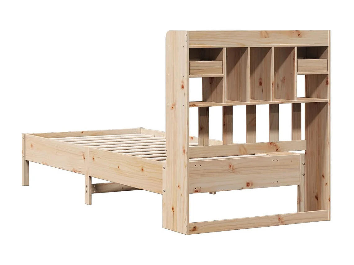 Lit bibliothèque sans matelas 100x200 cm bois massif de pin