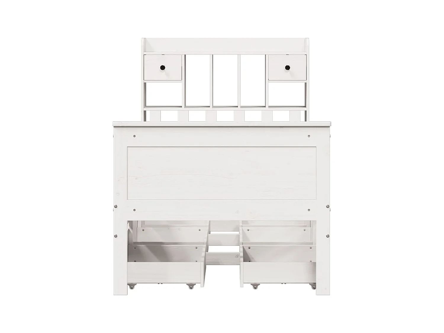 Lit bibliothèque sans matelas blanc 90x190cm bois de pin massif