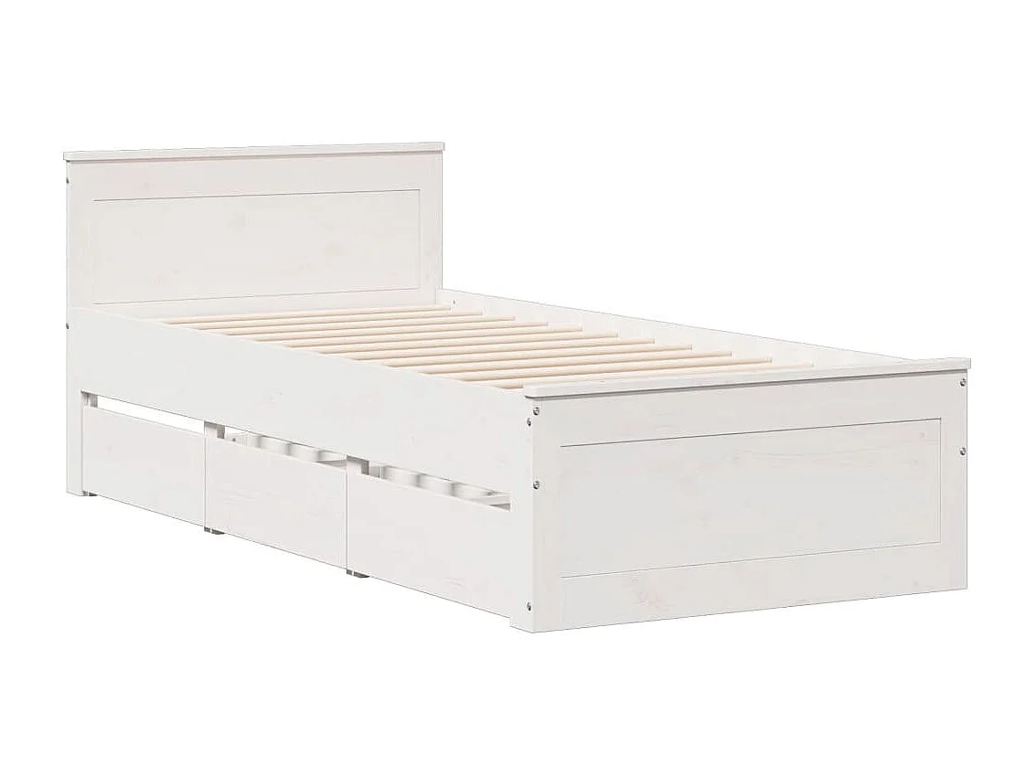 Lit bibliothèque sans matelas blanc 90x190cm bois de pin massif