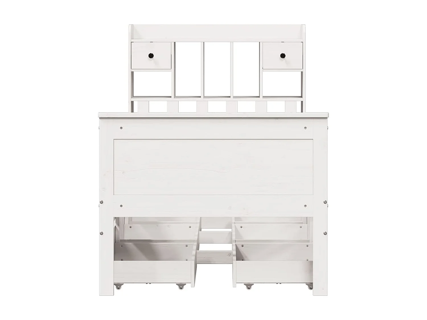 Lit bibliothèque sans matelas blanc 90x190cm bois de pin massif