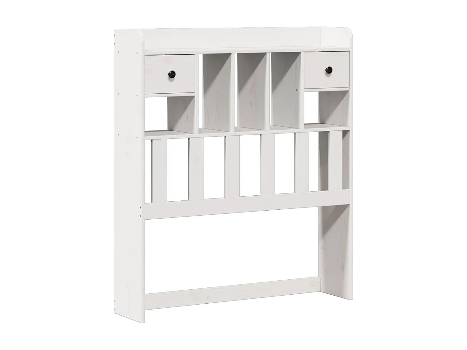 Lit bibliothèque sans matelas blanc 90x190cm bois de pin massif