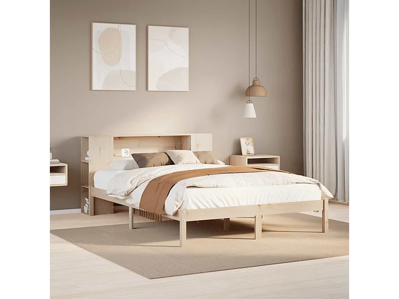 Bed met boekenkast zonder matras massief grenenhout 120x200 cm