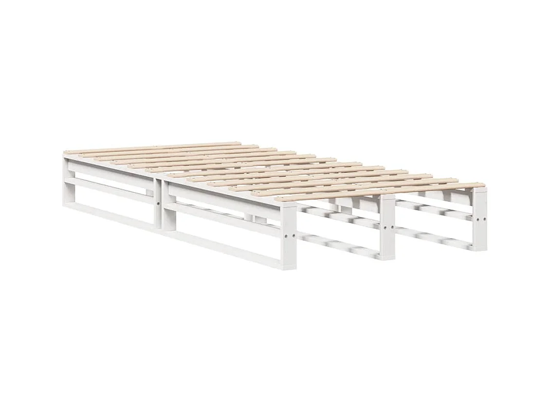 Lit bibliothèque sans matelas blanc 90x190 cm bois massif