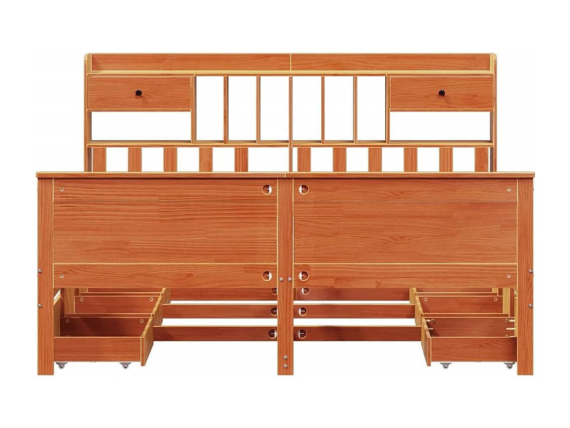 Letto Libreria senza Materasso Marrone Cera 180x200 cm in Pino