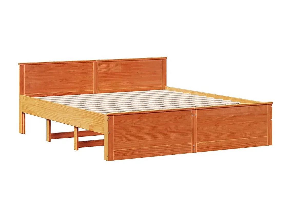 Letto Libreria senza Materasso Marrone Cera 180x200 cm in Pino