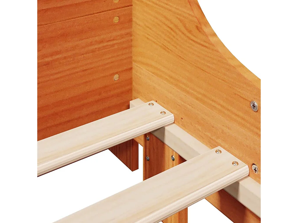 Lit bibliothèque sans matelas cire marron 100x200cm bois massif