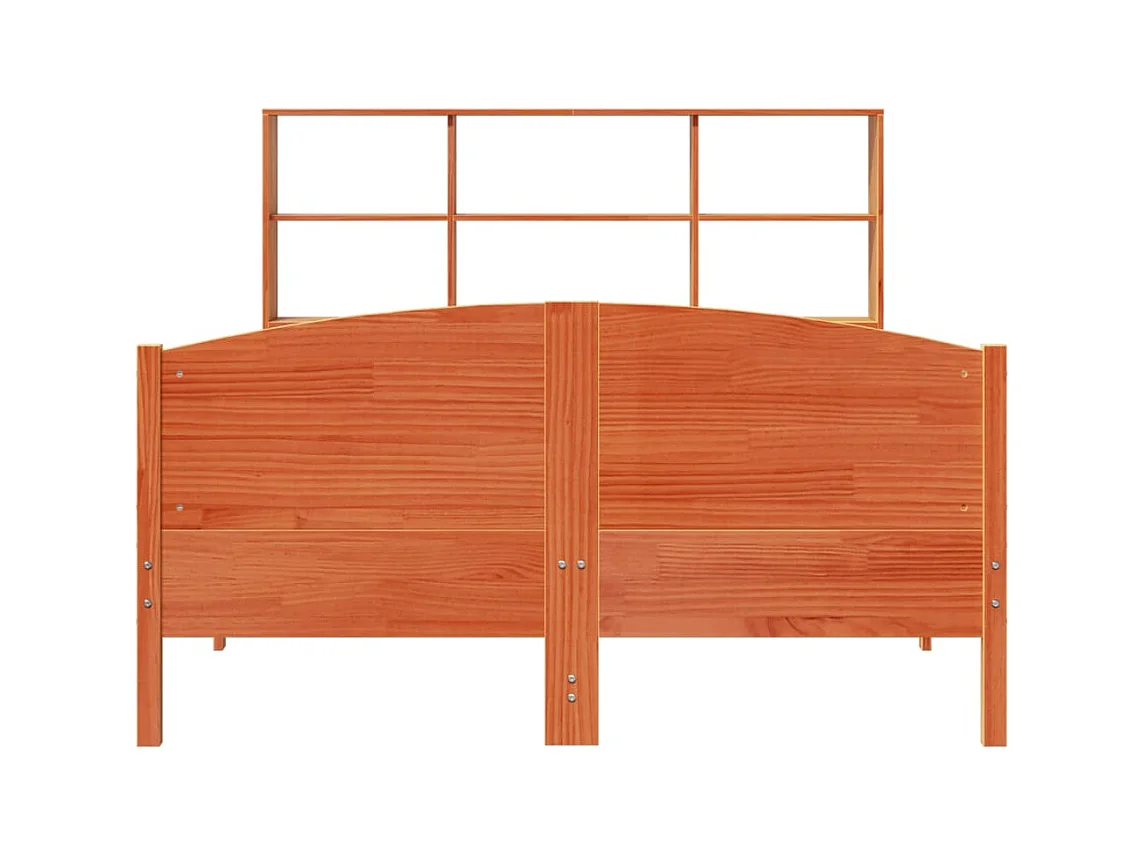 Lit bibliothèque sans matelas cire marron 140x190 cm pin massif