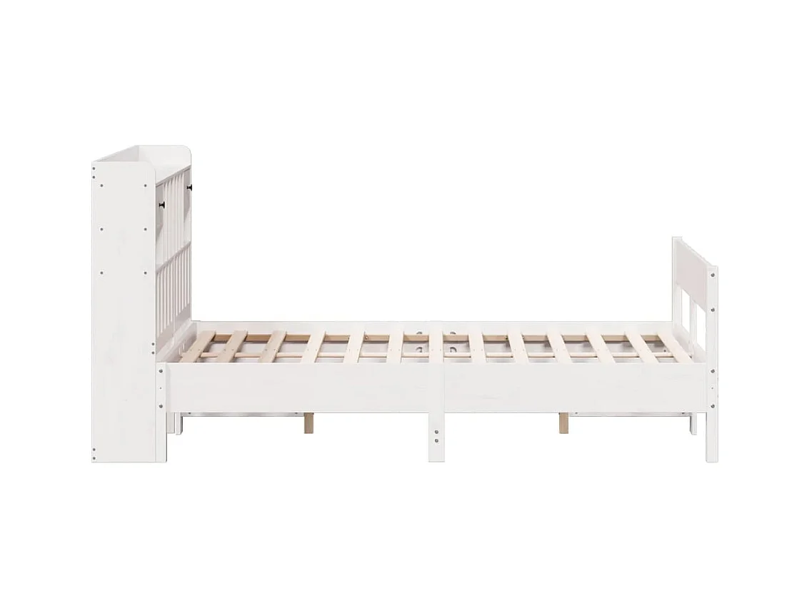 Bed met boekenkast zonder matras grenenhout wit 135x190 cm