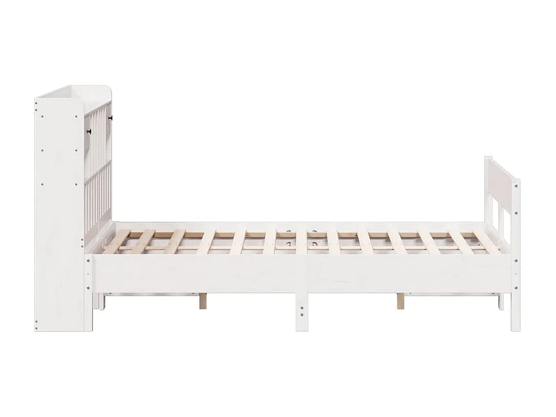 Lit bibliothèque sans matelas blanc 135x190 cm bois pin massif