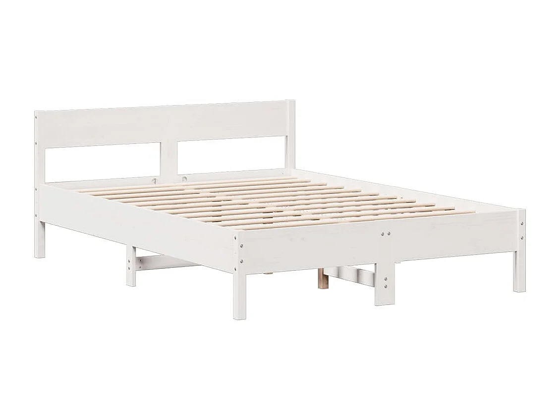 Lit bibliothèque sans matelas blanc 135x190 cm bois pin massif