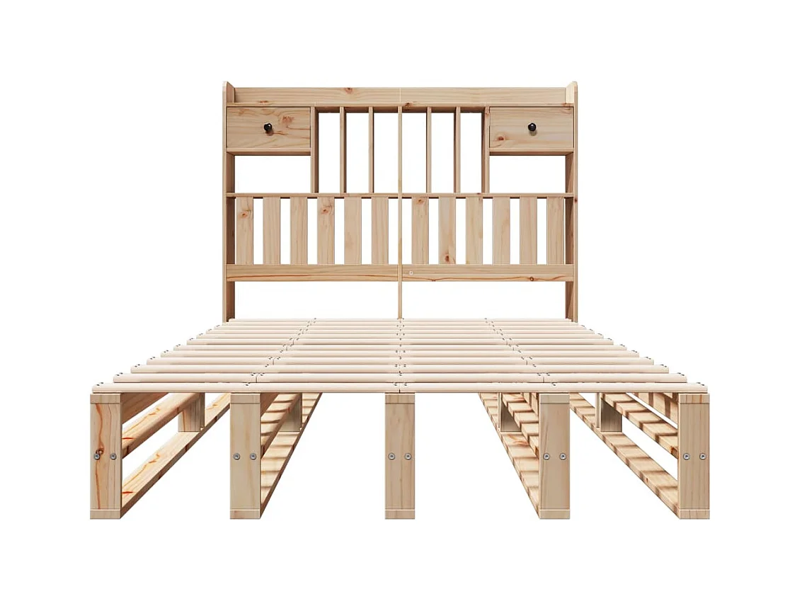 Cama con estantería sin colchón madera maciza de pino 135x190cm