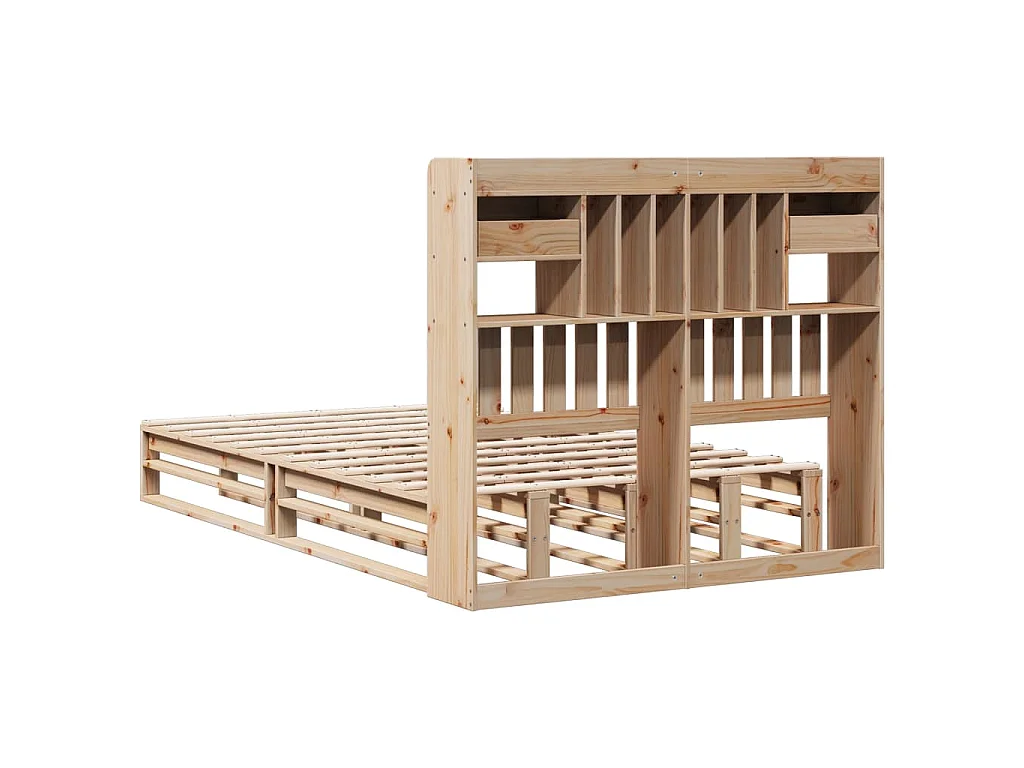 Cama com estante sem colchão 135x190 cm pinho maciço
