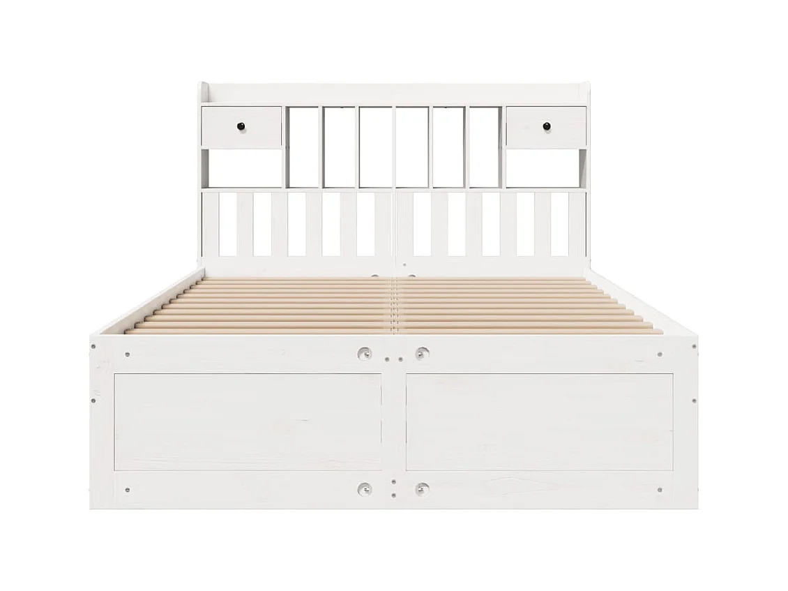 Lit bibliothèque sans matelas blanc 140x190 cm bois pin massif