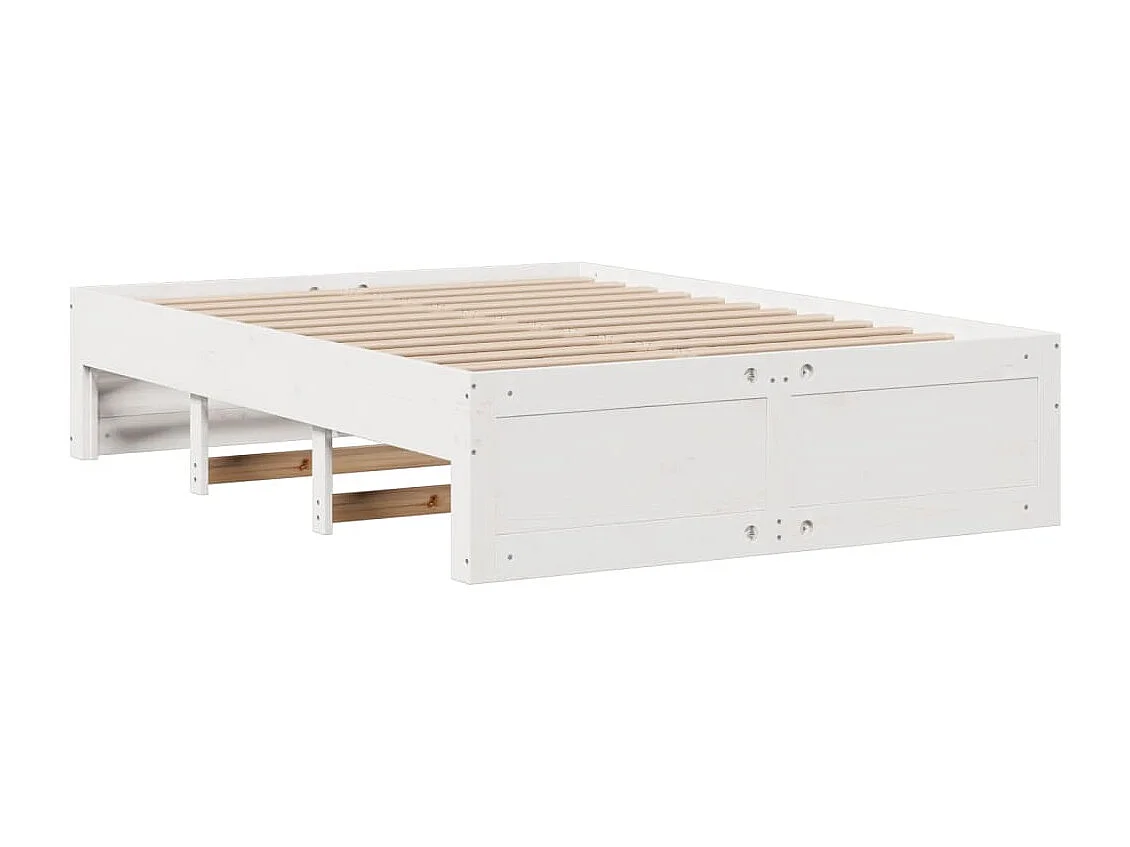 Lit bibliothèque sans matelas blanc 140x190 cm bois pin massif
