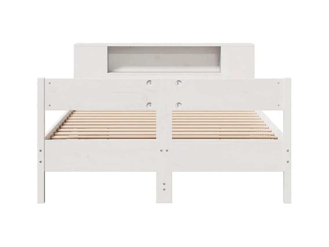 Lit bibliothèque sans matelas blanc 120x190 cm bois pin massif