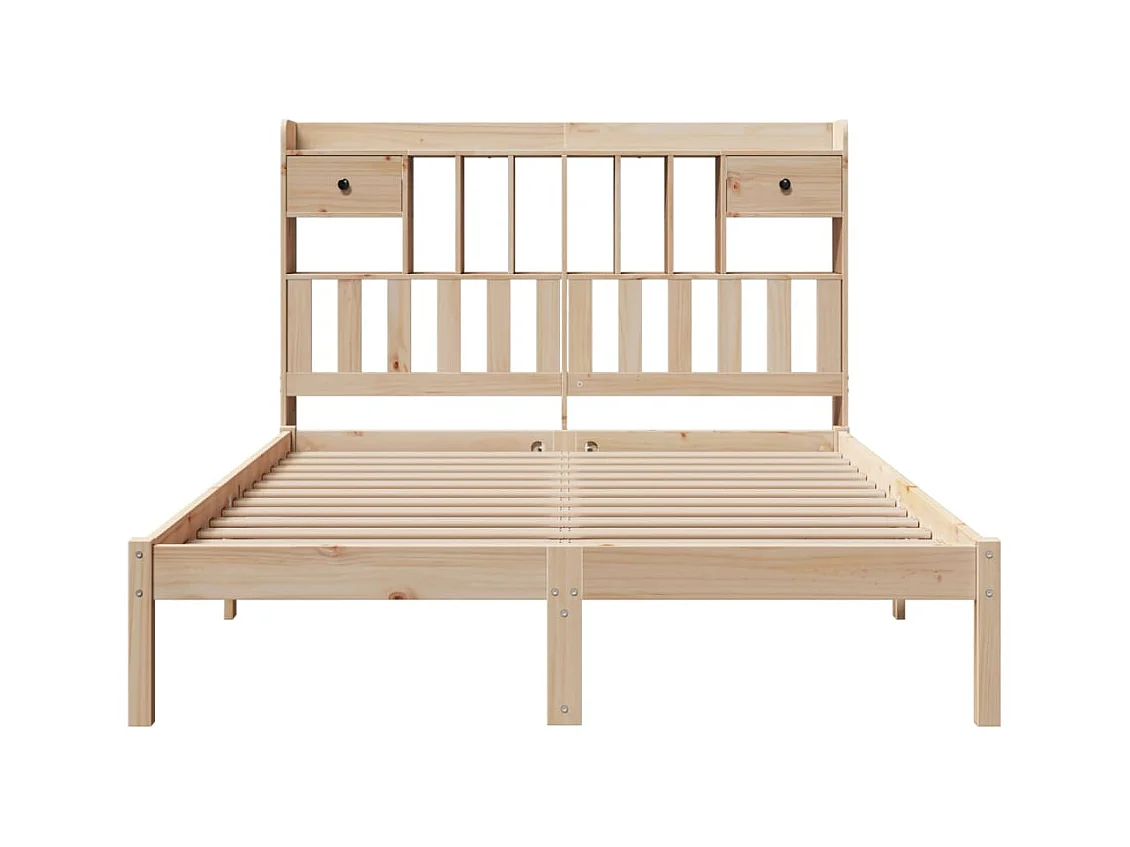 Cama con estantería sin colchón madera maciza de pino 150x200cm
