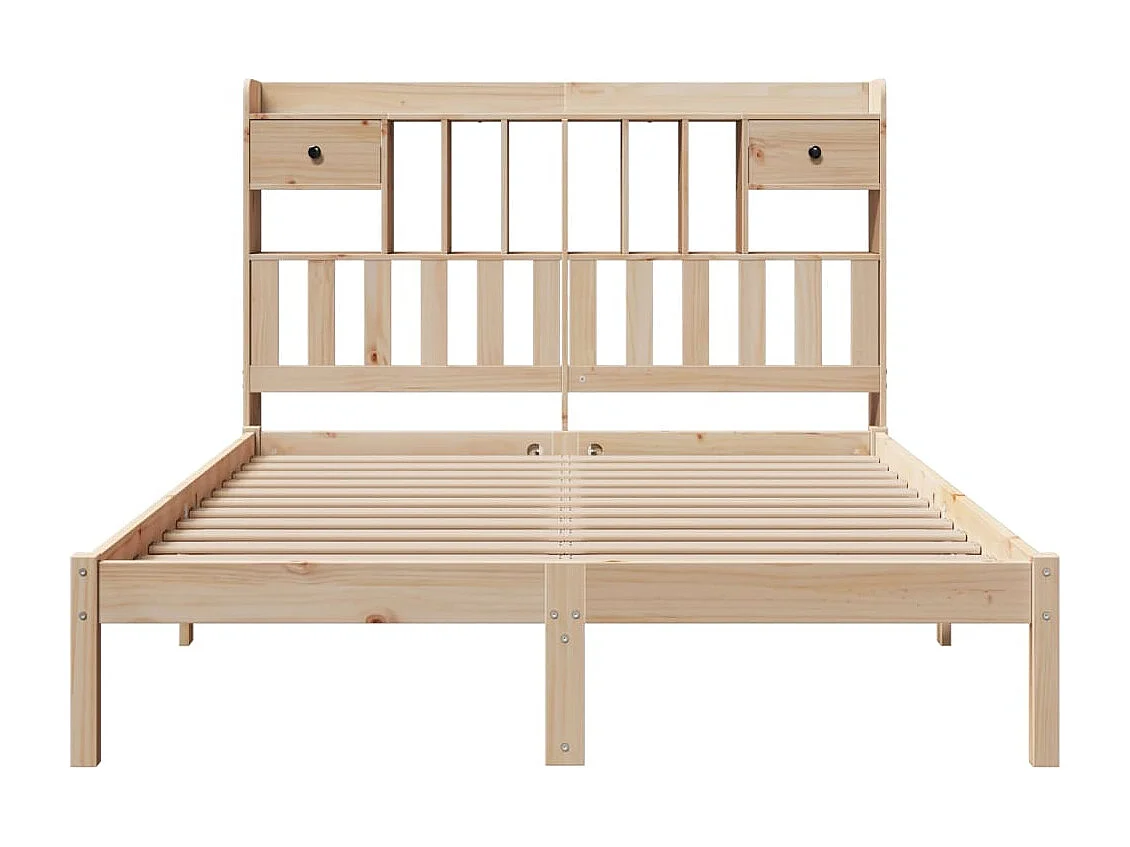 Bed met boekenkast zonder matras massief grenenhout 150x200 cm