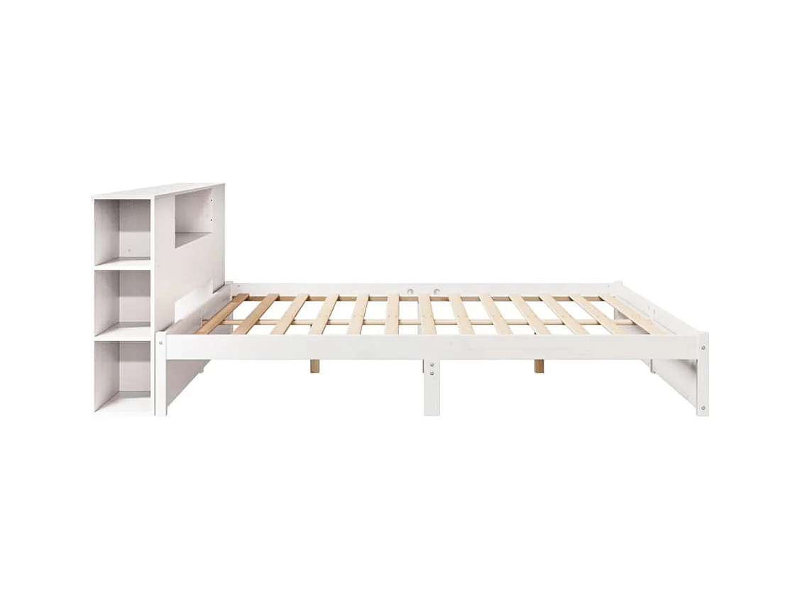 Lit bibliothèque sans matelas blanc 180x200 cm bois pin massif