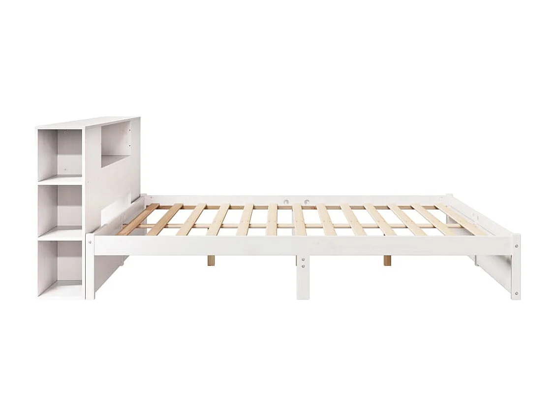 Lit bibliothèque sans matelas blanc 180x200 cm bois pin massif