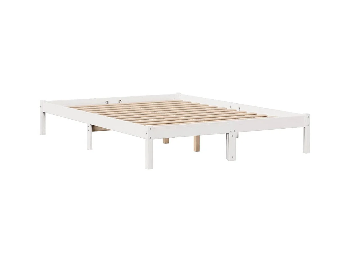 Cama com estante sem colchão 140x190 cm pinho maciço branco