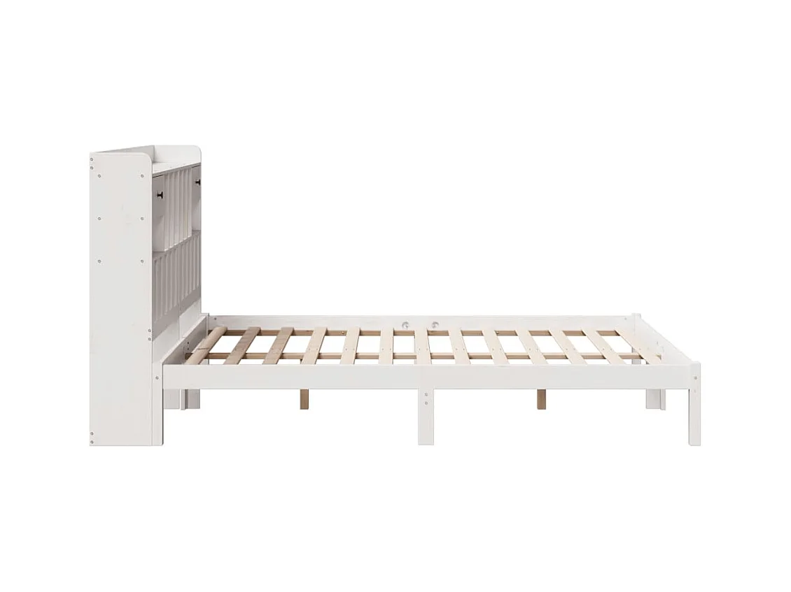 Cama com estante sem colchão 140x190 cm pinho maciço branco