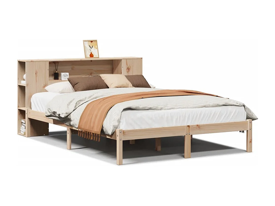 Lit bibliothèque sans matelas 135x190 cm bois de pin massif