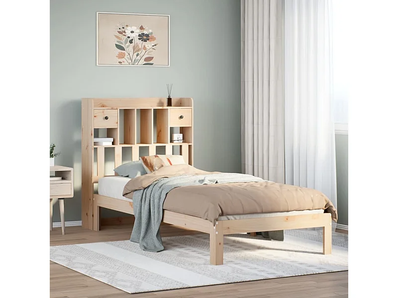 Massivholzbett mit Regal ohne Matratze 90x200 cm Kiefer