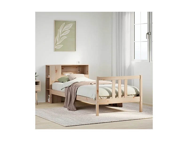 Cama com estante sem colchão 90x190 cm pinho maciço