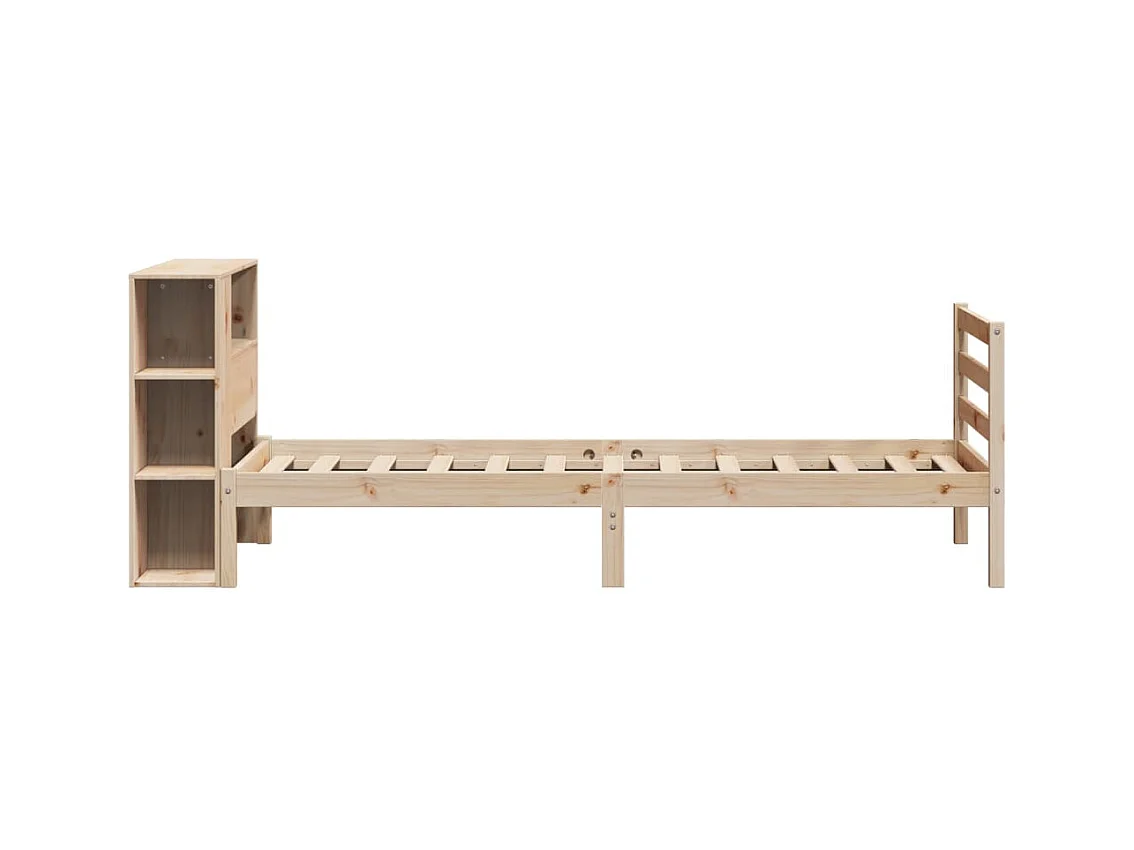 Lit bibliothèque sans matelas 75x190 cm bois de pin massif
