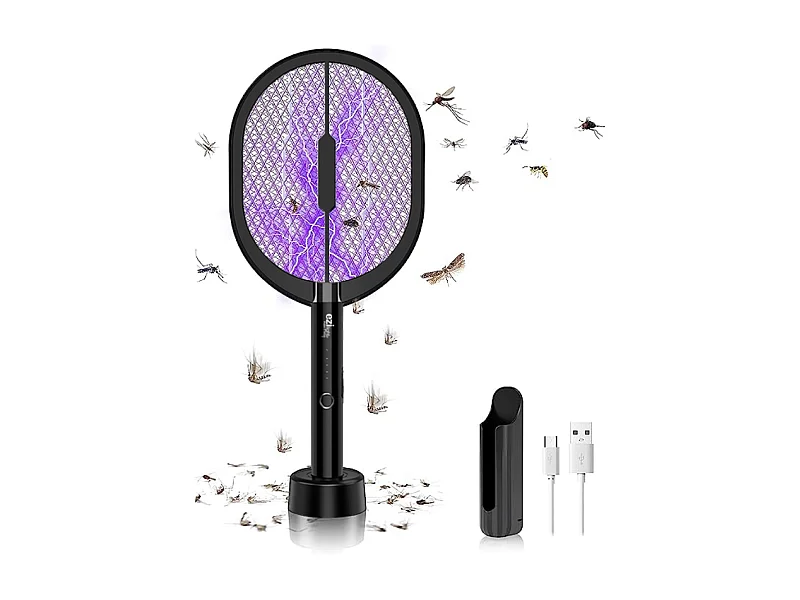 Raquete anti-mosquito EZIlight® Mosquito Racket - Tecnologia Phototax™, Recarregável por USB, Silenciosa