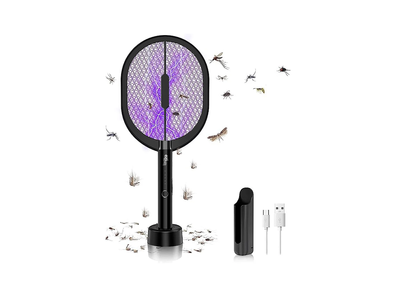 Mückenabwehrracket EZIlight® Mosquito Racket - Phototax™ Technologie, USB-Aufladung, Leise