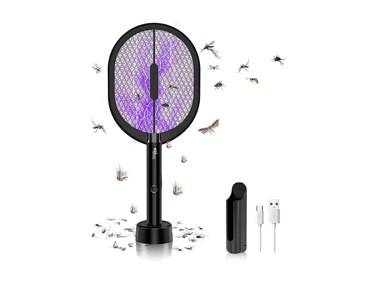 Mückenabwehrracket EZIlight® Mosquito Racket - Phototax™ Technologie, USB-Aufladung, Leise